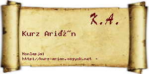 Kurz Arián névjegykártya